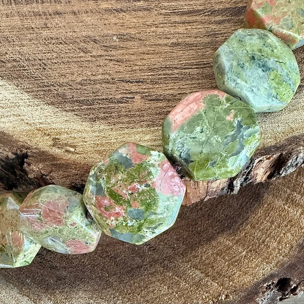 Unakite Octagon Gemstone Necklace - Picture 8 of 11